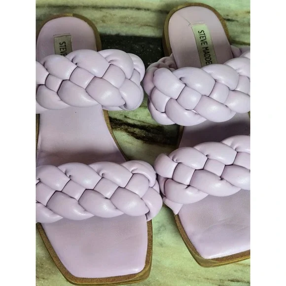 Steve Madden Womens Lilac Purple Braided Slide Sandals Square Toe Size 8 Flat - Picture 10 of 10